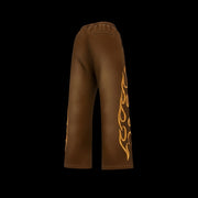 MAJORPROBLEM® Raceway Flame Sweatpants – Brown