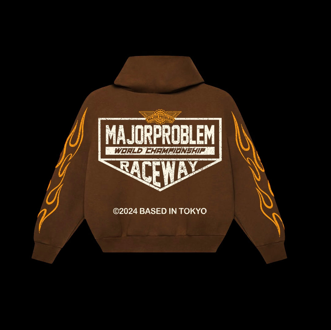 MAJORPROBLEM Raceway Hoodie — Brown