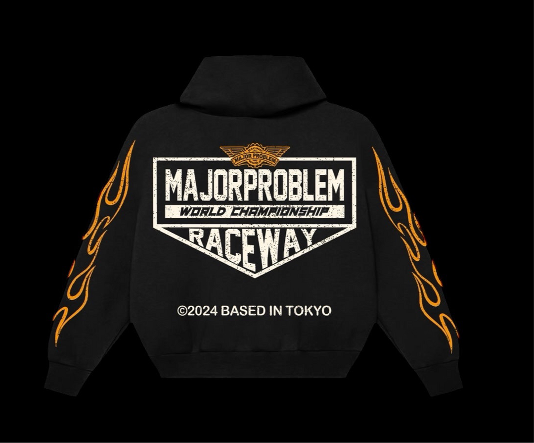 MAJORPROBLEM RACEWAY “Based In Tokyo” Hoodie — Black