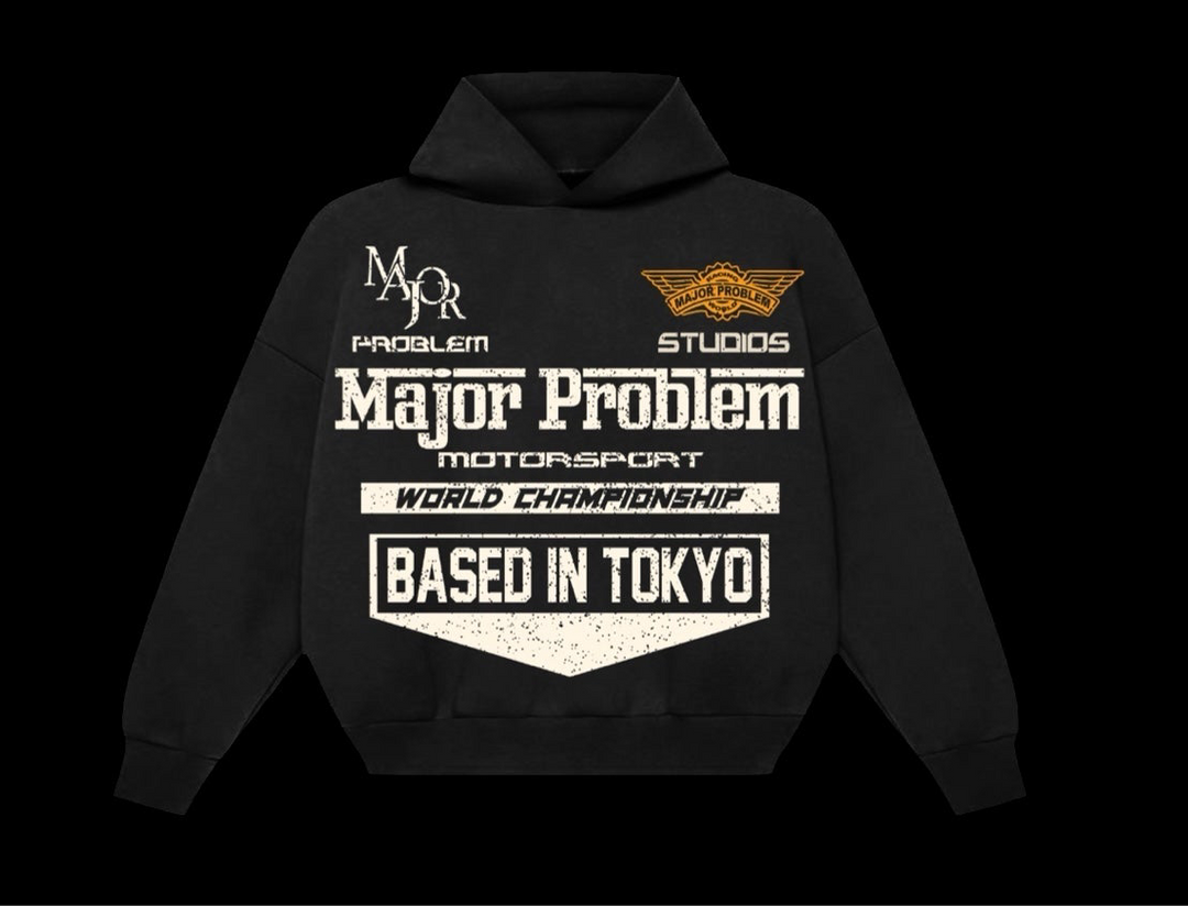 MAJORPROBLEM RACEWAY “Based In Tokyo” Hoodie — Black